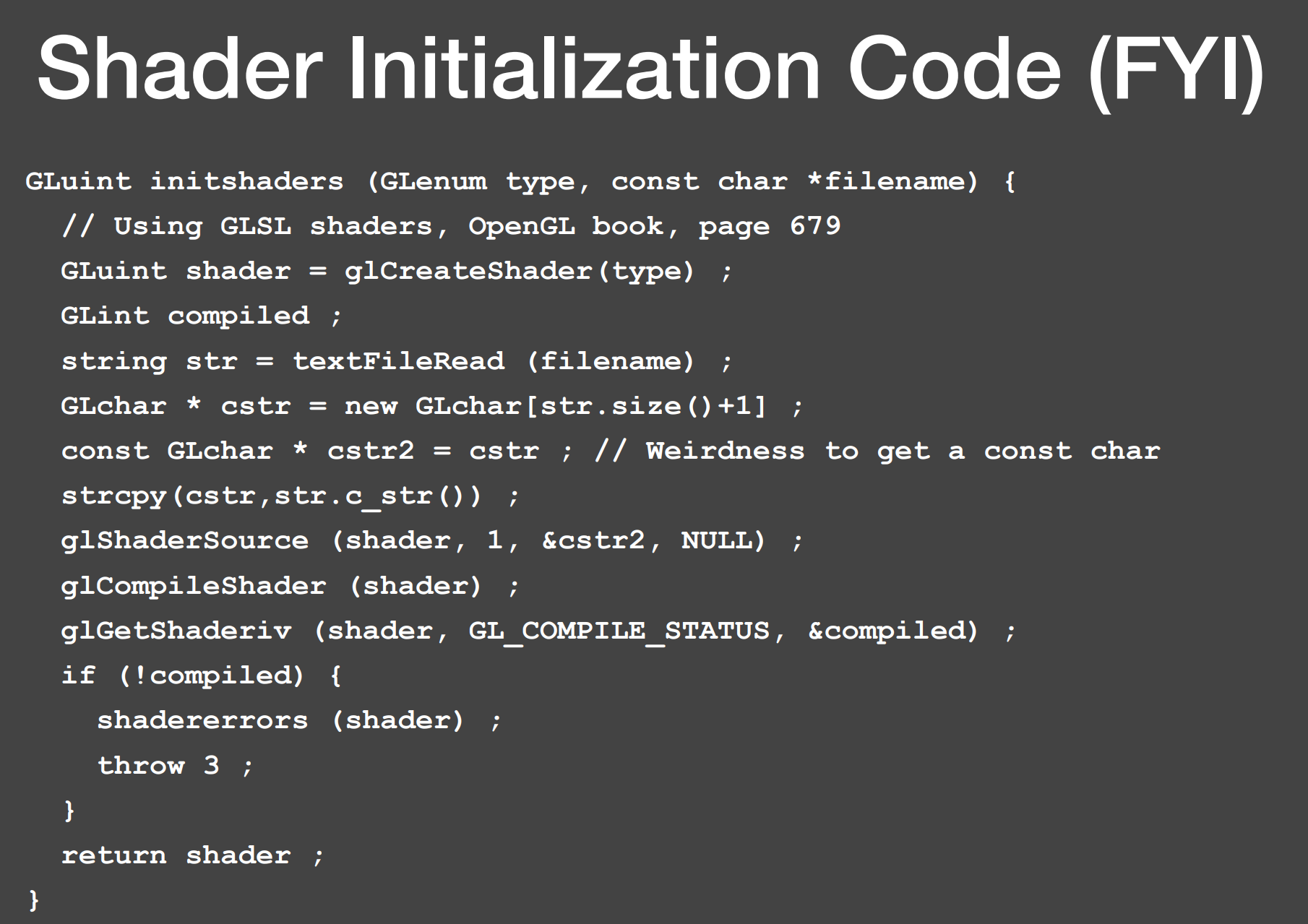 Shader Initialization Code